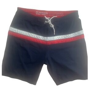 Old Navy California Mens Swim Trunks 36 Navy‎ Blue Red White Drawstring pool